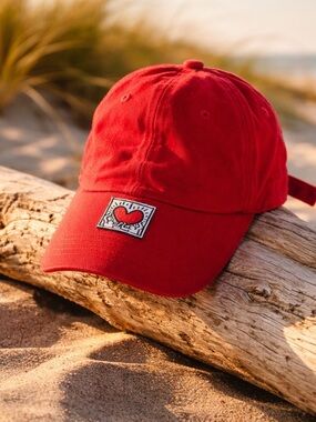 Gently Used  Keith Haring red baseball cap  Heart Design Adjustable!